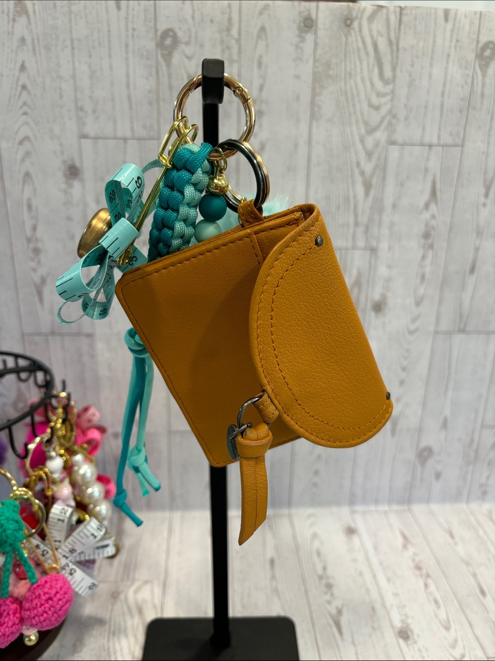 Lucky Brand Rayla Card Holder with Custom Teal Bag Charm